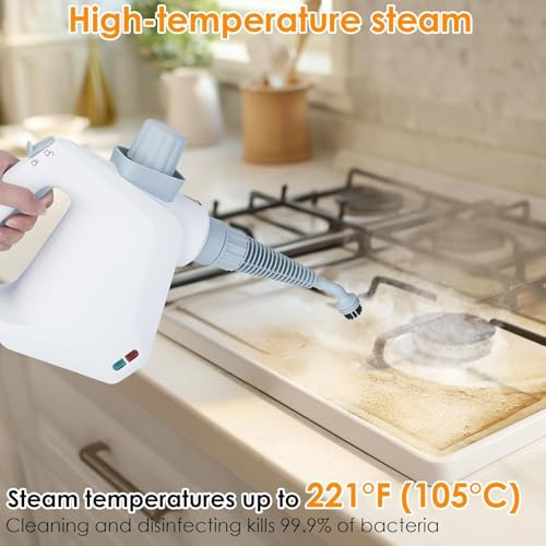 Image of Portable Steam Cleaner Machine with Fast Heating Technology, Chemical Free Deep Cleaning Steamer for Bathroom, Kitchen, Sofa, Curtains, Carpets & Hard Floor Surfaces (White)