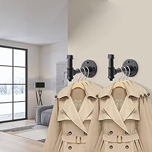 NearMoon 3 Packs Bathroom Robe and Towel Hooks for Hanging Rustic Style Vintage Industrial Pipe Wall Mounted Hooks Heavy Duty DIY Hardware Coat Hook for Bathroom Kitchen 6 Inch