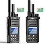 KSUN Global POC Radio with Data Card, UHF Handheld Radio Long Range Walkie Talkie, 4G Network Radio Portable Dual PTT & Antenna, Rechargeable for Industrial Work CT58, 2 Pack