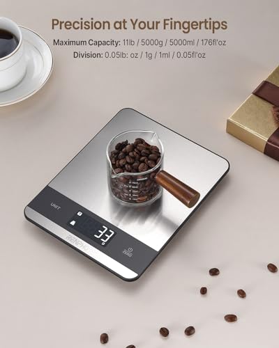 RENPHO High-Precision Kitchen Scales with 7 Measurement Units, Stainless Steel Digital Weighing Scales for Baking and Meal Prep, LCD Display Included - Image 7
