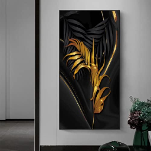 Feuille d'or plante affiche toile murale | Solution déco grand format salon chic