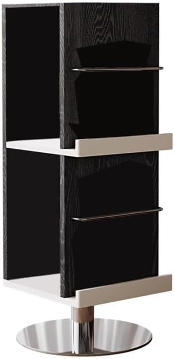 Cd Rack Rotation Cd Record Rack Wooden Bookcase Floor Standing Magazine with Stainless Steel Base,
