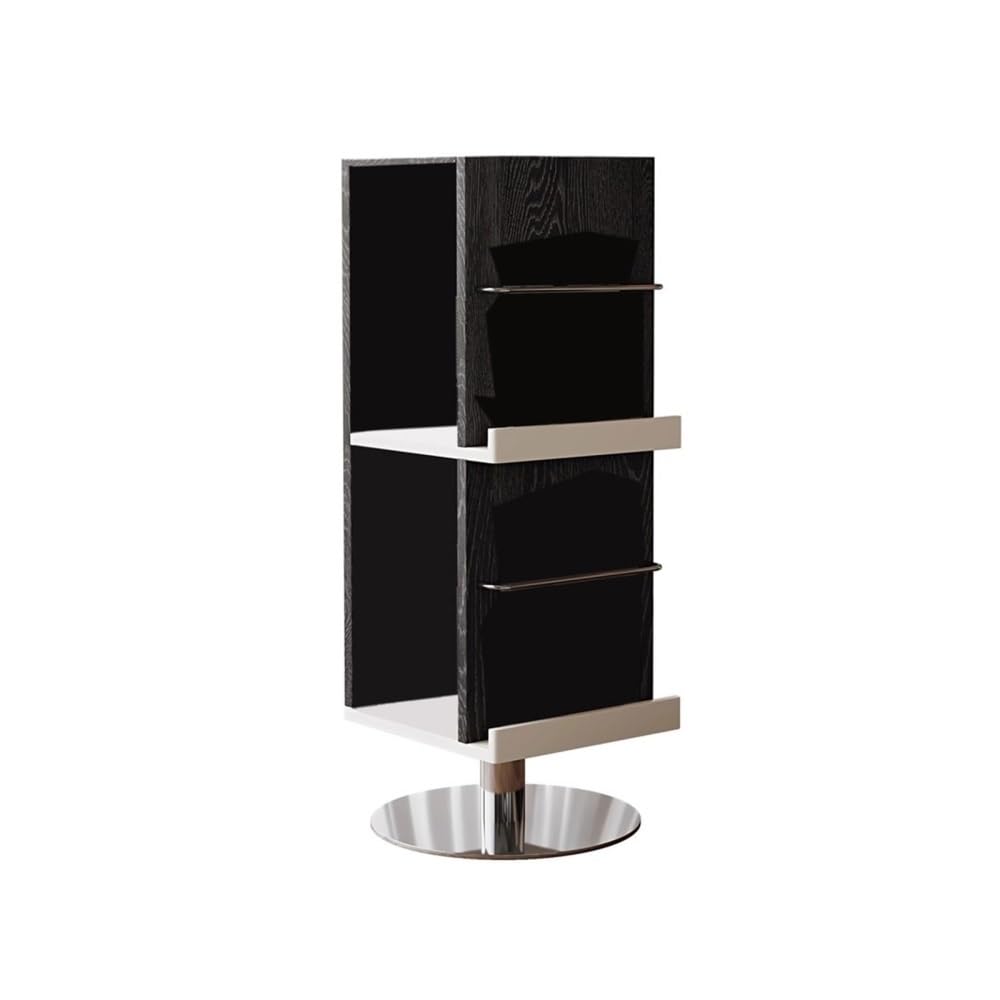 RYUQW3RE Cd Storage Rack Rotation CD Record Rack Wooden Bookcase Floor Standing Magazine with Stainless Steel Base