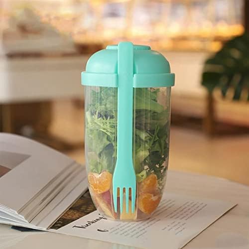 1000ML Portable Salad Dressing Shake Cup, 2022 New Salad Meal Shaker Cup With Salad Shaker Fork and Keep Fit Fruit Vegetable Salad Dressing Container to go Perfect for Work, Travel, Picnic(Green)
