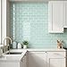 Arttown Peel and Stick Backsplash Subway Tiles, Aqua Blue 3D Self Adhesive Thicker Design Wall Tile Panels for Bathroom Kitchen Balcony (20-Sheet, 12