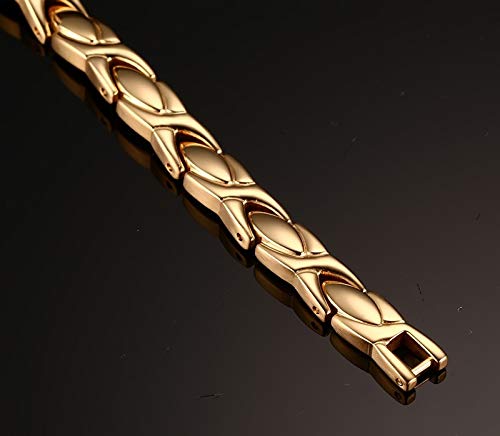 S Chaninely Magnetic Bracelet For Women Titanium Stainless Steel Magnet Bracelets Adjustable Gold #TOP4