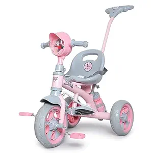 FunRide Tricycle Kids Musical Plug and Play Parental Control Handle for 1 to 5 Year-Sipper,Seat Belt,EVA Tyre -Trike for Indoor and Outdoor-Boys and Girls Up to 25 Kg- Made in India (Pink)