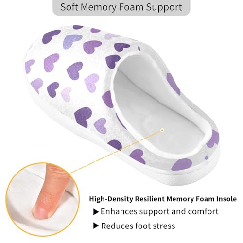 JUNZAN Purple Hearts Day Purple Hearts Women Home Cotton Slippers Comfort Memory Foam Foam Slippers for Bedroom Birthday Presents 6-72