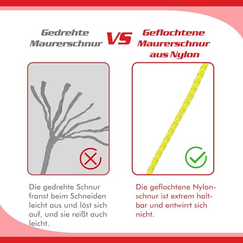 Goldblatt Maurerschnur, 153 m Länge, 1,2 mm Dicke, #18 Geflochtene Nylonschnur, Richtschnur für Gartenarbeit und Maurerarbeiten, Perfekte Bauschnur für Schnurwasserwaage