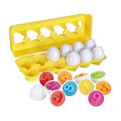 ibasenice Juguete de Emparejar Números para Caja de Rompecabezas de 12 Huevos Desmontables Material Didáctico de Plástico Seguro para Aprendizaje Cognitivo Infantil