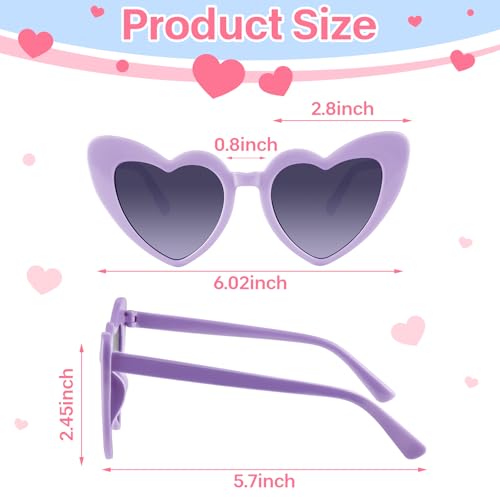 BOUBONI 6/12/24/48 Pack Heart Sunglasses Vintage Heart Shaped Glasses Bulk Bachelorette Sunglasses for Women Wedding Party (6, Purple) by BOUBONI - Image 2