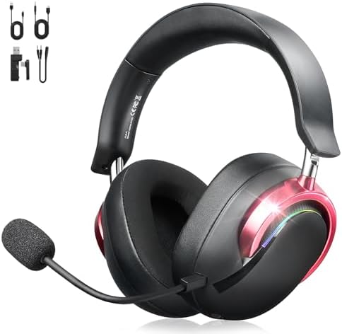 Wireless Gaming Headset with Mic Over Ear Headphones for PC,Xbox,PS5,Switch