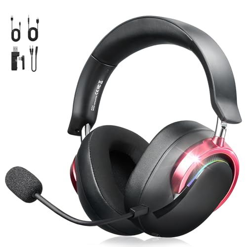 Wireless Gaming Headset with Mic Over Ear Headphones for PC,Xbox,PS5,Switch