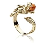mit verstellbarer Ringschiene InCollections Damen-Ring 333/000 Gold mit Bernstein Größe von 52-64 verstellbar, Drachen 0020173415100