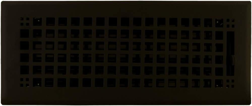 4" x 10" (5.75" x 11.5" Overall) Oil-Rubbed Bronze Mission Register with Damper (HVAC Vent Cover)