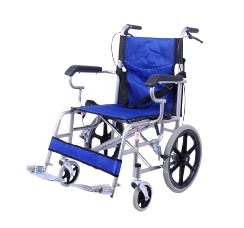 屋内屋外用車椅子 折りたたみ式車椅子 軽量 自走式 輸送用車椅子 折りたたみ式 スポーツ用車椅子 フットレスト付き車椅子 (ロッソ) (ブルー)