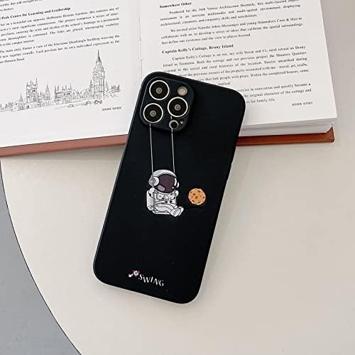 Yonds Queen for iPhone 13 Pro Cute Case, Cool Cartoon Swing Astronaut Planet Moon Design Stylish Soft TPU Bumper Shockproof Anti-Slip Protector Case (iPhone 13 Pro, Black Planet) - 1