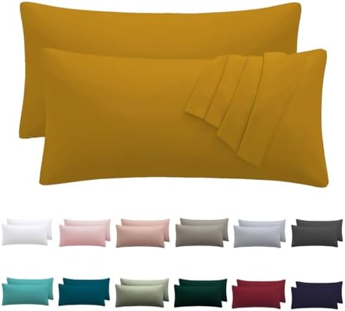 Nesture Kissenbezug 50x70 2er Set, Gelb, 100% Mikrofaser | kopfkissenbezug 50x70cm mit Reißverschluss, kissenhülle weich & bügelfrei, atmungsaktiv, Pflegeleicht bei 60°C waschbar