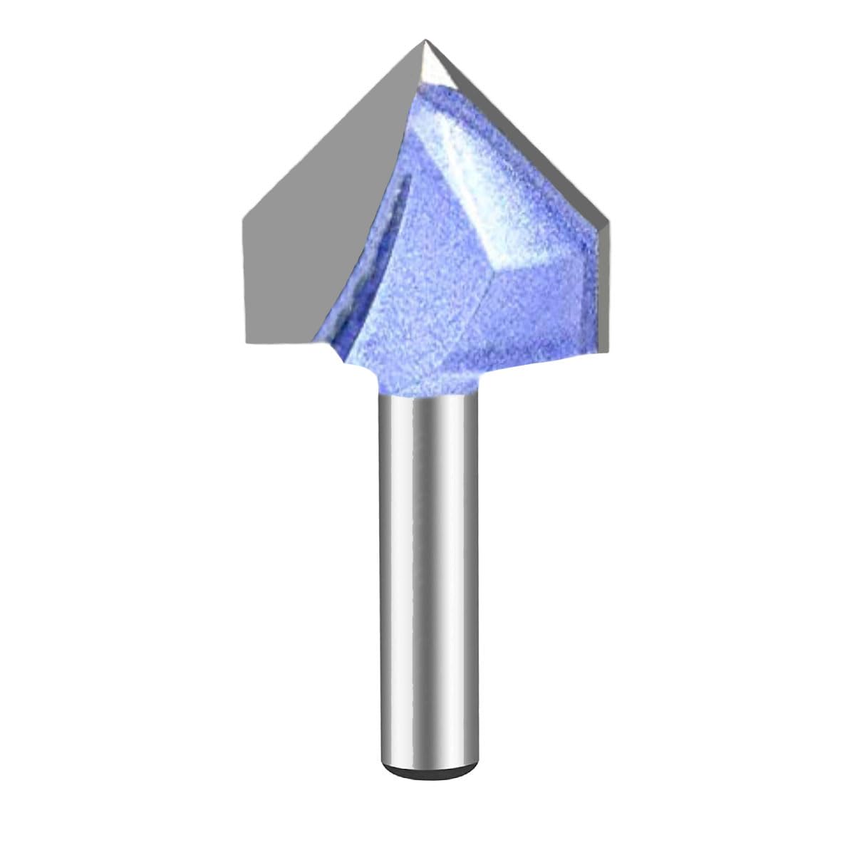 V Groove Router Bits 90-Deg with 1/4" Shank, 1-1/4" Cutting Diameter CNC Tools for Mechanics 45-Deg Bevel Edge Artificial Materials Industrial Grade