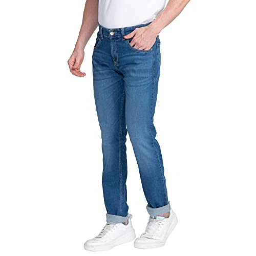 Image of Spykar Men's Mid Rise Solid Regular Fit Jeans