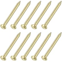 uxcell 50Pcs Small Hardware Nails, 2D x 1" Brass Round Head Nail Common Finishing Nail for Household Woodworking Picture Hanging DIY Projects, Gold