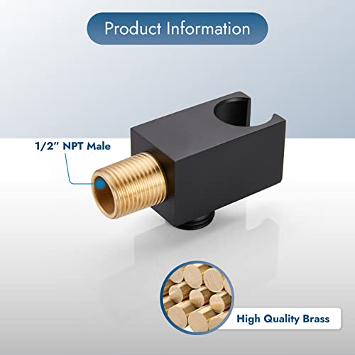 Cinwiny Square Shower Sprayer Holder Wall Mount Matte Black Hand Held Shower Head Bracket With Decorative Cover Hose Connector Brass Shower Wall Union Water Outlet #TOP2
