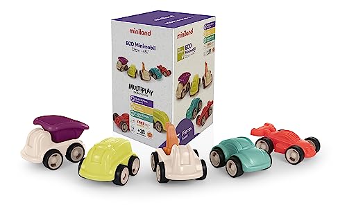 Miniland ECO Minimobil 12 cm (5 Units) - Road Education, Durable Design, Didactic, Cars