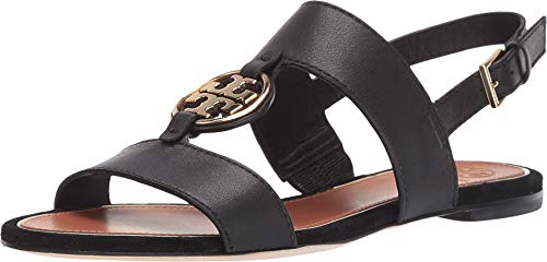 Tory Burch Women's Metal Miller Two Band Sandal Perfect Black Gold (9 M US)