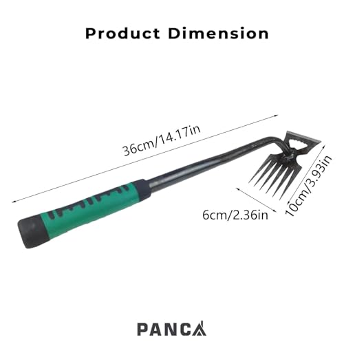 Image of PANCA 6-Claw Weeder Hand Tool for Gardening | 40cm Heavy-Duty Steel Weed Puller with Rubber Grip Handle | Manual Lawn Weeding Tool for Garden, Farm & Plant Pots | Soil Digger & Grass Remover