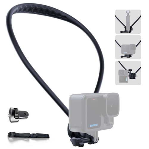 Llano Neck Mount with Chest Strap Compatible with DJI Osmo Pocket 4/3 Nano Action 6/5/4/3 GoPro Hero 13/12/11/10/9/MAX Insta 360 X5/X4/Ace Pro 2 Necklace Mount for Action Camera with 1/4 Adapter