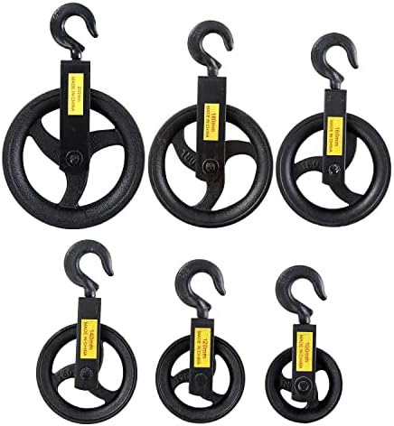KATSU Pulley Wheel 100mm, 160KG Loading Capacity, Hanging Hand Wheel Rope Pulley Block with Hook for Scaffolding and Construction 18219410