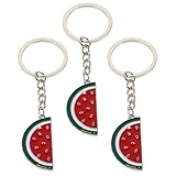 PACKOVE 3piezas Llavero de Sandía de Metal Forma de Rebanada Llaveros de Fruta Divertidos para Bolsos y Mochilas como Obsequio de Navidad