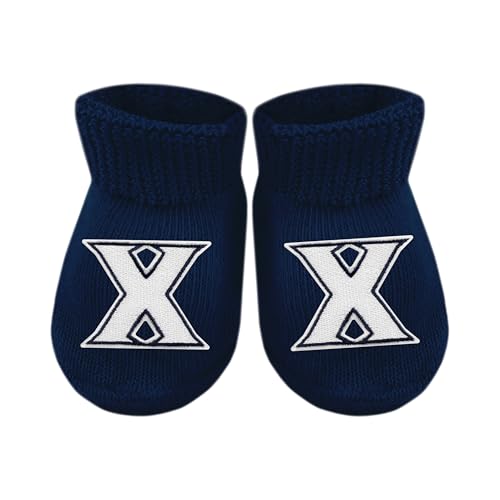 Xavier University Newborn Baby Bootie Sock, Navy, Newborn