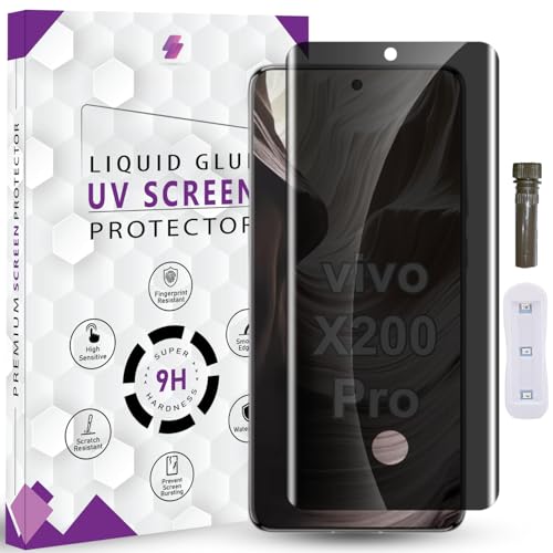 Image of Advanced HD+ UV Privacy Tempered Glass Screen Protector for Vivo X200 Pro (6.78 Inch, Pack 1) Edge to Edge Coverage Anti-Spy /Anti-Peeping 9H Hardness Screen Guard with Installation Kit