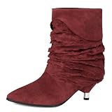 LIXGVHRO Womens Pointed Toe Slouchy Suede Kitten Heel...