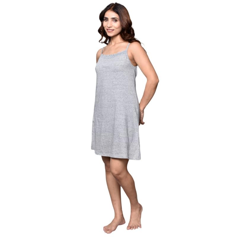 Image of Inner Sense Organic Cotton Nighty for Women Stylish I Above Knee Length Spaghetti with Scoop Neck Design I Adjustable Straps Camisole for Woman to Wear Solo or Layered