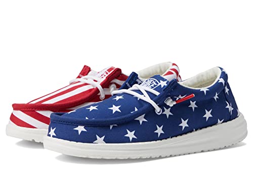 Hey Dude Men's Wally Patriotic American Flag Size 10| Men's Loafers | Men's Slip On Shoes | Comfortable & Light-Weight #TOP4