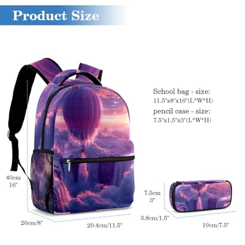 Sac à dos de cours pour adolescents avec ensemble trousse scolaire rose