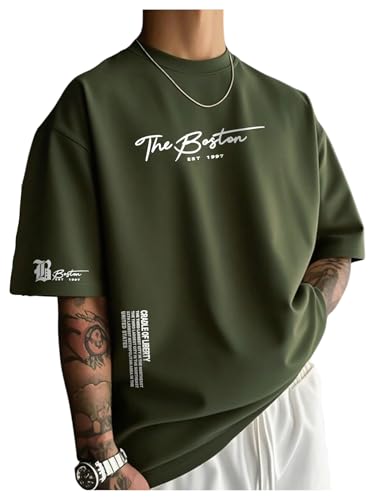 SOLY HUX Men's Summer Letter Graphic Tees Casual Short Sleeve Crew Neck T Shirts