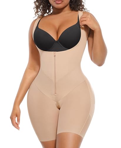 FeelinGirl Faja Body Shaper Tummy Tuck Compression Garment Fajas Colombianas Reductoras y Moldeadoras Beige Large