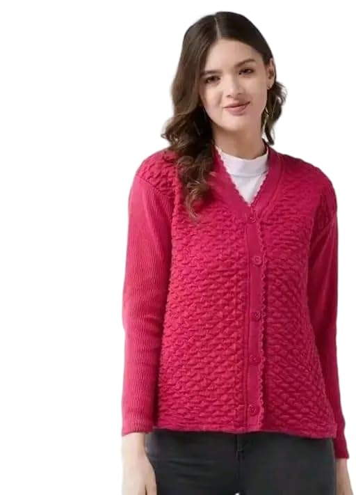 Mohan Traders' Winter Soft Knit Solid Full Sleeves Button Down Woolen Pullover for Women_MHN_DPink_Solid_129-picture-32