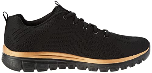 Image of Skechers Women's Low-top Trainers, Black Mesh Rose Gold Trim, 5.5