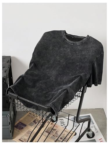 GORGLITTER Men's Oversized Tshirts Short Sleeve Vintage Washed Loose Tees Streetwear3