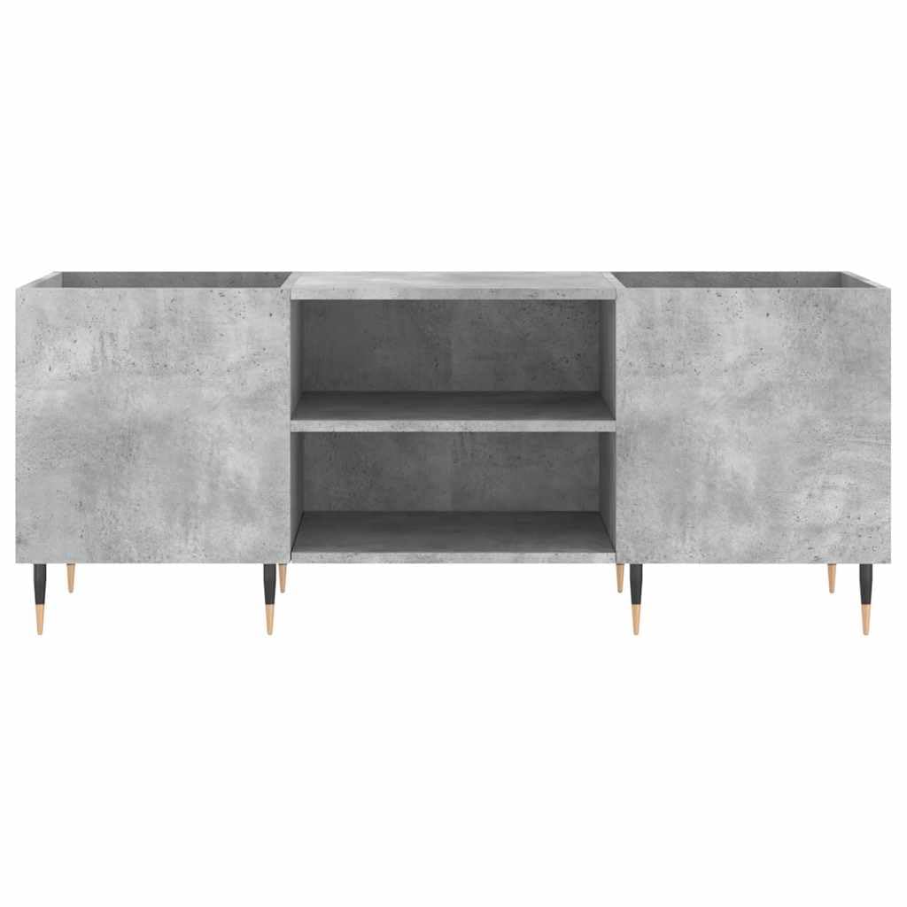 Armadio per dischi grigio cemento, 121 x 38 x 48 cm, scaffale per dischi in vinile con gambe in ferro in legno, stabile armadio in vinile per collezione LP e giradischi