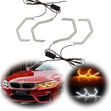 Switchback Amber/White Headlight LED Daytime Running Lights Angel Eye Retrofit Kit with Relay Wiring for BMW 2 3 4 5 Series