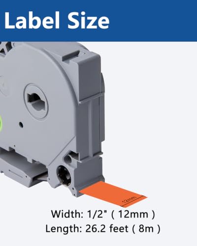 Cinta Tze de 12 mm de alta visibilidad negro sobre naranja para rotuladoras 3
