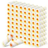 Leumoi 200 Pcs 4 Inch Mini Paint Roller Cover 1/2" Nap Small Microfiber Roller Covers for Paint Brush for Home Painting Supplies DIY Craft Home Wall Repair Household Tool Kit Set(Yellow)