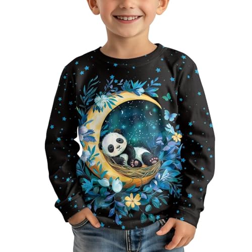 Image of Girls Cartoon Print Long Sleeve Graphic Tee Casual Crew Neck T-Shirts for 3-16 Years Little Girls