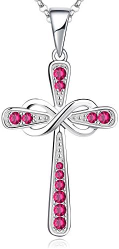 JO WISDOM Women Necklace,925 Sterling Silver AAA Cubic Zirconia Infinity Cross Crucifix Celtic Pendant Necklace,Jewellry for Women