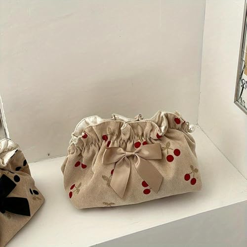 Bolsa de cosméticos de Pana con Estampado de Cerezas ZBDZSW: Organizador de Maquillaje de Viaje Espacioso, Duradero y Elegante